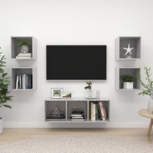 5 Piece TV Cabinet Set Concrete Grey Engineered Wood