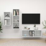 High Gloss White Floating TV Stand Wall Mounted Media Console Storage Cabinet