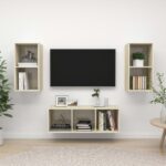 3 Piece TV Cabinet Set Sonoma Oak Engineered Wood