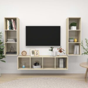 3 Piece TV Cabinet Set Sonoma Oak Engineered Wood