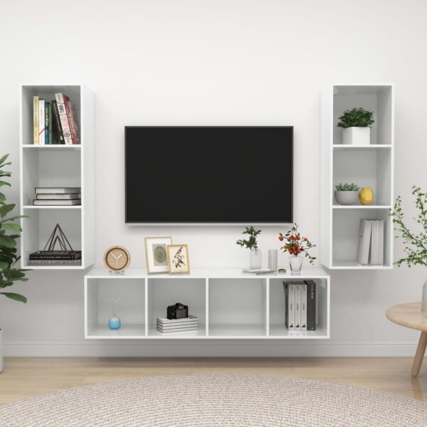 High Gloss White Floating TV Stand Wall Mounted Media Console Storage Cabinet