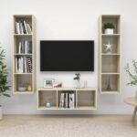 3 Piece TV Cabinet Set Sonoma Oak Engineered Wood