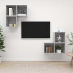 4 Piece TV Cabinet Set Concrete Grey Engineered Wood