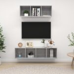 2 Piece TV Cabinet Set Concrete Grey Engineered Wood