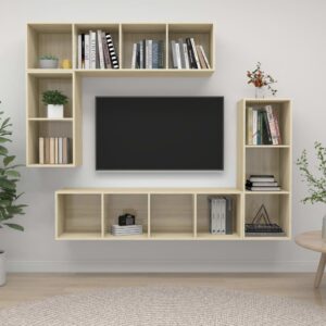 4 Piece TV Cabinet Set Sonoma Oak Engineered Wood