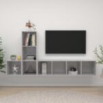 3 Piece TV Cabinet Set Concrete Grey Engineered Wood