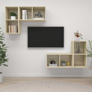 Wall-mounted TV Cabinets 4 pcs Sonoma Oak Engineered Wood