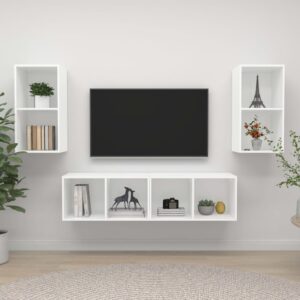 Wall-mounted TV Cabinets 4 pcs White Engineered Wood