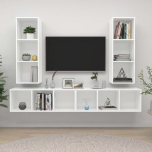 Wall-mounted TV Cabinets 4 pcs White Engineered Wood