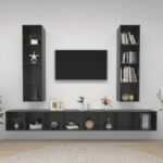 Wall-mounted TV Cabinets 4 pcs High Gloss Grey Engineered Wood