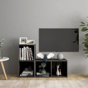 TV Cabinets 2 pcs High Gloss Grey 72x35x36.5 cm Engineered Wood