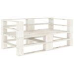 White Solid Pinewood Garden Pallet Sofa for Two - Rustic Outdoor Patio Furniture