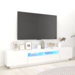 TV Cabinet with LED Lights White 200x35x40 cm