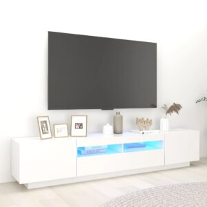 TV Cabinet with LED Lights White 200x35x40 cm