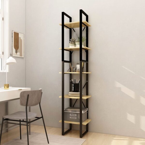 Modern Industrial 5-Tier Wooden Bookshelf Storage Organizer Display Shelf