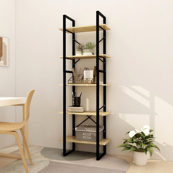 Modern Industrial Pinewood Metal Frame Bookshelf Storage Organizer Display