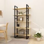 Modern Industrial Pinewood Metal Frame Bookshelf Storage Organizer Display