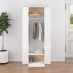 Chic High Gloss White Hallway Storage Cabinets Set Wall Mountable Space Saver