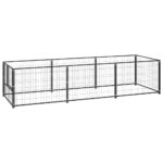 Heavy-Duty Outdoor Dog Kennel Large Playpen Secure Steel Mesh Pet Cage Black