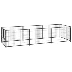 Heavy-Duty Outdoor Dog Kennel Large Playpen Secure Steel Mesh Pet Cage Black