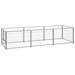 Heavy Duty Outdoor Dog Kennel Large Pet Cage Secure Playpen Exercise Pen Silver