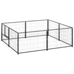 Heavy-Duty Outdoor Dog Kennel Large Playpen Secure Steel Mesh Pet Cage Black