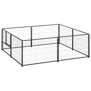 Heavy-Duty Outdoor Dog Kennel Large Playpen Secure Steel Mesh Pet Cage Black