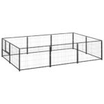 Heavy-Duty Outdoor Dog Kennel Large Playpen Secure Steel Mesh Pet Enclosure Black