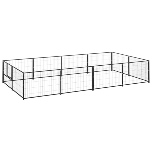 Large Outdoor Heavy Duty Steel Dog Kennel Secure Lockable Pet Cage Playpen Black