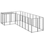 Dog Kennel Black 6.05 m² Steel