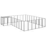 Dog Kennel Black 15.73 m² Steel