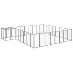 Dog Kennel Black 20.57 m² Steel