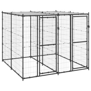 Outdoor Dog Kennel Steel with Roof 4.84 m²