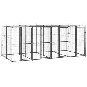 Outdoor Dog Kennel Steel with Roof 9.68 m²