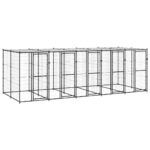 Outdoor Dog Kennel Steel with Roof 12.1 m²