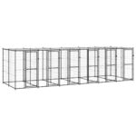 Outdoor Dog Kennel Steel with Roof 14.52 m²