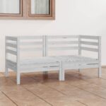 Garden 2-Seater Sofa White Solid Wood Pine