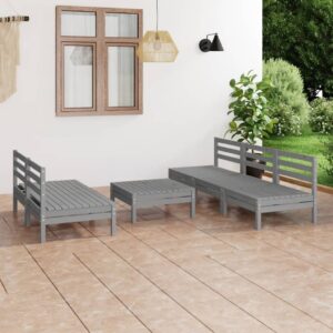 6 Piece Garden Lounge Set Grey Solid Pinewood