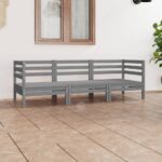 3 Piece Garden Lounge Set Grey Solid Wood Pine