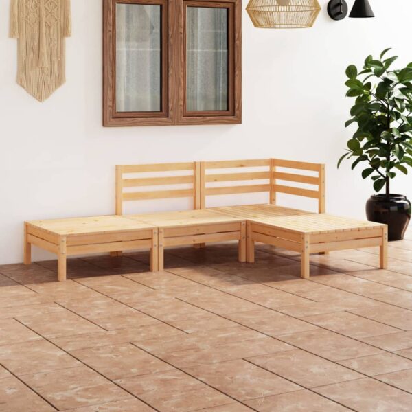 4 Piece Garden Lounge Set Solid Pinewood