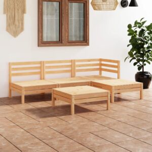 Outdoor Wooden Garden Lounge Set Rustic Patio Furniture Weather-Resistant