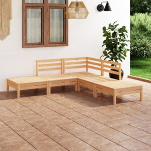 Rustic Solid Wood Garden Lounge Set Weather-Resistant Patio Furniture