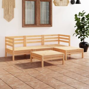 Outdoor Wooden Garden Lounge Set Rustic Patio Furniture Weather-Resistant