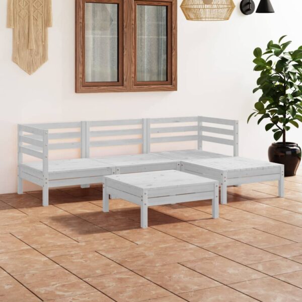 White Solid Wood Garden Lounge Set Modular Outdoor Patio Furniture Durable