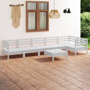 7 Piece Garden Lounge Set Solid Pinewood White