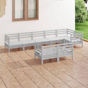 8 Piece Garden Lounge Set Solid Pinewood Grey