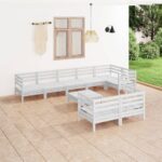 9 Piece Garden Lounge Set Solid Pinewood White