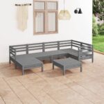 7 Piece Garden Lounge Set Solid Pinewood Grey