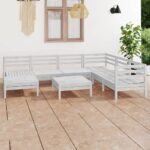 8 Piece Garden Lounge Set Solid Pinewood White