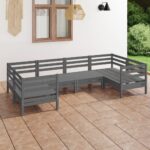 6 Piece Garden Lounge Set Grey Solid Pinewood